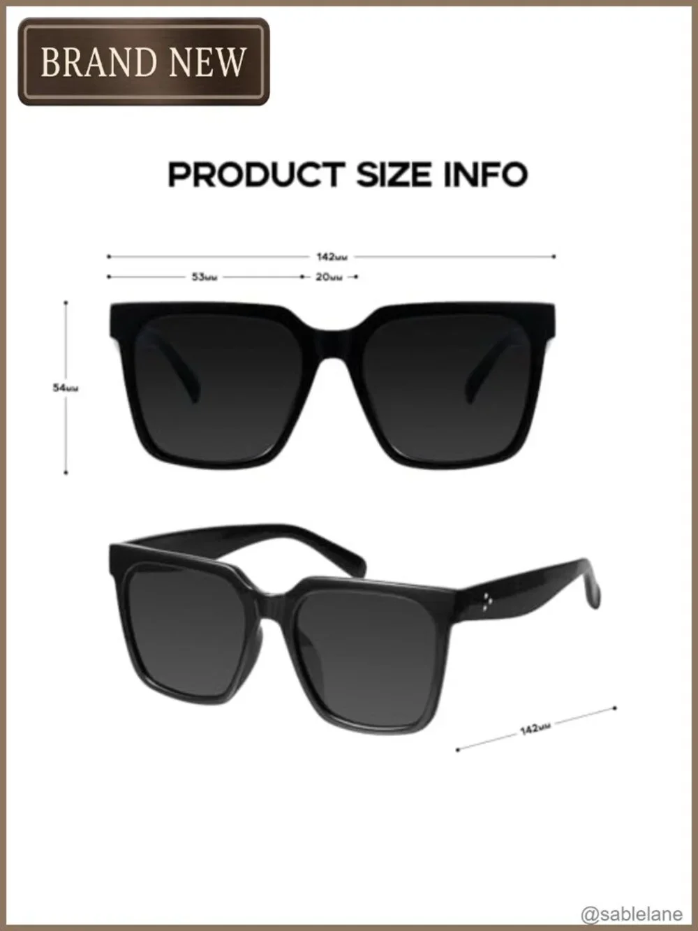 Oversized Square Sunglasses Women UV400 Protection Retro Plastic